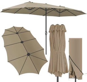 Guarda-sol duplo 460x270 cm Proteção UV 80+ com Capa proteção taupe