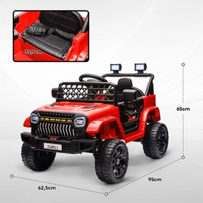 Carro Elétrico para Crianças Carro Elétrico Infantil UTV 12V com Velocidade Ajustável USB e Faróis  95x62,5x65 cm Vermelho