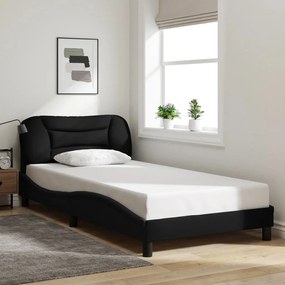 Estrutura de cama sem colchão 100x200 cm tecido preto
