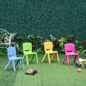 HOMCOM Cadeiras empilháveis ​​para crianças Conjunto de 4 cadeiras de aprendizagem para uso interno e externo 30kg 36x38x56,5 cm Multicolor