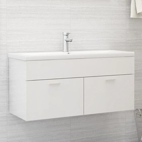 vidaXL Armário lavatório derivados de madeira branco brilhante