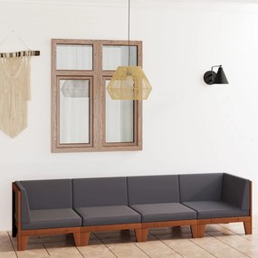 vidaXL 4 pcs conjunto lounge de jardim c/ almofadões acácia maciça