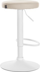 Conjunto de 2 bancos altos em couro sintético de estrutura branca 60-81 x 38,5 cm cor creme