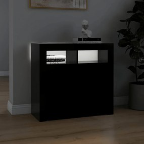 Aparador Giancarlo com Luzes LED de 80 cm - Preto - Design Moderno