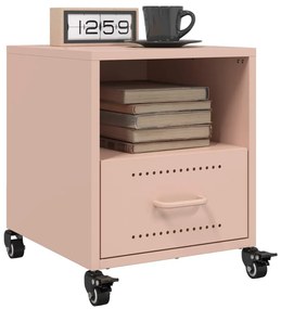 Mesas de cabeceira 2 pcs 36x39x43,5 cm aço rosa