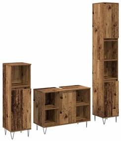 vidaXL Conjunto de Móveis para Banheiro com porta 3 pcs Madeira Antiga