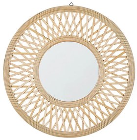 Espelho de parede redondo em bambu claro ø 60 cm BACATA Beliani