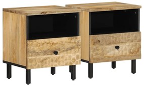Mesas de cabeceira 2 pcs 40x33x46 cm madeira mangueira maciça