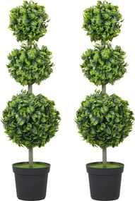HOMCOM Plantas artificiais em vaso, folhas de plástico, terra flocada, verde | Aosom Portugal