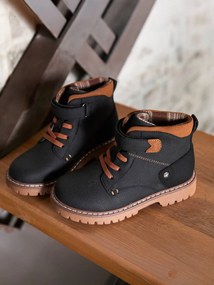 Botas com atacadores elásticos e autoaderentes coleção maternal, para criança  preto