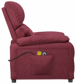 Poltrona de massagens elétrica reclinável tecido vermelho tinto