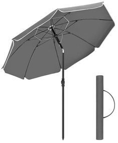 SONGMICS Guarda-sol de 2 m, Guarda-sol de Praia, FPS 50+, Proteção Solar, Dossel Octogonal Portátil de Poliéster, Varetas de Fibra de Vidro, Mecanismo de Inclinação, Bolsa de Transporte, para Jardim de Praia, Varanda e Piscina, Cinza GPU065G01
