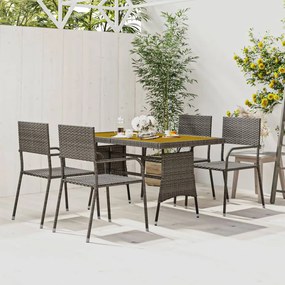 vidaXL 5 pcs conjunto de jantar para exterior vime PE cinzento