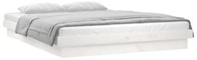 Estrutura de cama c/ LED casal 135x190 cm madeira maciça branco