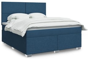 vidaXL Cama com molas/colchão 180x200 cm tecido azul