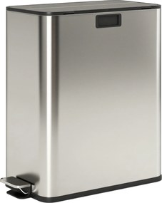 HOMCOM Lixeira de cozinha 2 x 28 L em aço inox com tampa com fecho suave e baldes internos removíveis | Aosom Portugal
