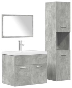 vidaXL 4 pcs conj. móveis casa banho derivados madeira cinza cimento