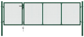 vidaXL Portão de jardim em aço 350x100 cm verde
