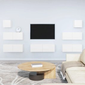 vidaXL 7 pcs conjunto móveis TV derivados de madeira branco brilhante