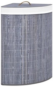 Cesto de canto para roupa suja 60 L bambu cinzento