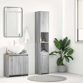 Armário WC 30x30x183,5 cm derivados de madeira cinzento sonoma