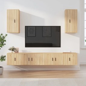 vidaXL Conjunto móveis de TV 6 pcs madeira processada carvalho sonoma
