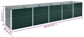 Canteiro elevado jardim aço galvanizado 400x80x45 cm verde