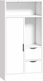 HOMCOM Armário para Casa de Banho com 2 Gavetas, Compartimentos Abertos e Prateleiras Ajustáveis para Espaços Pequenos 50x25x100 cm Branco | Aosom Portugal