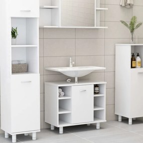 3 pcs conjunto de móveis de casa de banho contraplacado branco