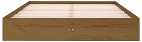Estrutura de cama casal 135x190 cm madeira maciça castanho-mel