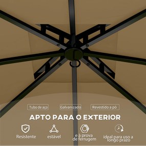 Tenda de Jardim 3,35x3,35 m Tenda de Exterior com Teto Duplo Paredes L