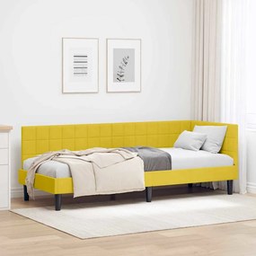 vidaXL Estrutura de Cama de Canto Amarelo 80 cm x 200 cm Veludo