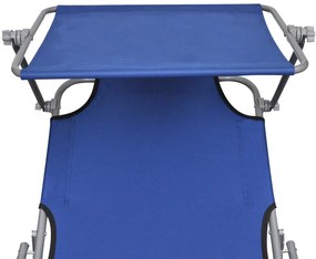 Espreguiçadeira dobrável com toldo alumínio azul