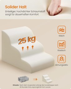 Escada para cães 57 x 40 x 40 cm com revestimento antiderrapante e 3 degraus cinza ardósia