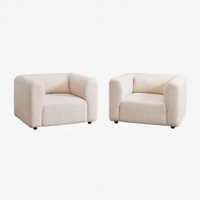 Pack De 2 Poltronas Estofadas Fogler Tecido Pele De Borrego Bege Creme - Sklum