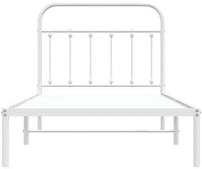 Estrutura de cama com cabeceira 100x190 cm metal branco