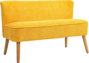 HOMCOM Sofá de dois lugares, elegante design escandinavo, estrutura maciça de madeira, até 150 kg, 117 x 56,5 x 77 cm, amarelo | Aosom Portugal