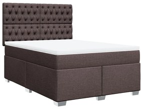Cama com molas/colchão 160x200 cm tecido castanho-escuro
