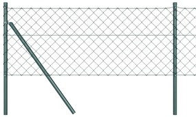 Conjunto de Postes de Cerca Verde 0.8 x 25 m Aço Galvanizado