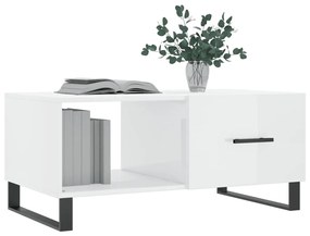Mesa de centro 90x50x40 cm madeira processada branco brilhante