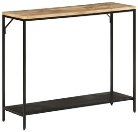 Mesa consola 90x30x75 cm madeira mangueira áspera maciça/ferro