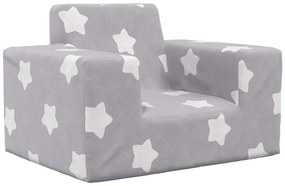 Sofá infantil de c/ estrelas pelúcia cinzento-claro