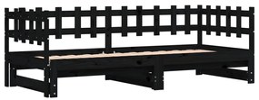 Sofá-cama de puxar 2x(90x200) cm pinho maciço preto