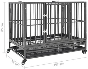 Jaula para cães com rodas aço 102x72x85 cm