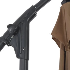 Guarda-sol cantilever com poste de aço cinzento-acastanhado
