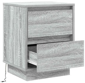 Criado-Mudo com Luzes LED Cinza Sonoma 39x34,5x50 cm