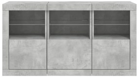 Aparador com luzes LED 123x37x67 cm cinzento cimento