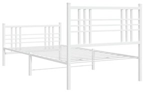 Estrutura de cama com cabeceira e pés 90x200 cm metal branco