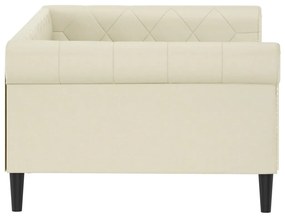Sofá-cama 100x200 cm couro artificial cor creme