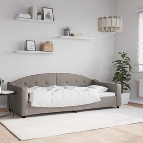 Sofá-cama 90x200 cm tecido cinzento-acastanhado